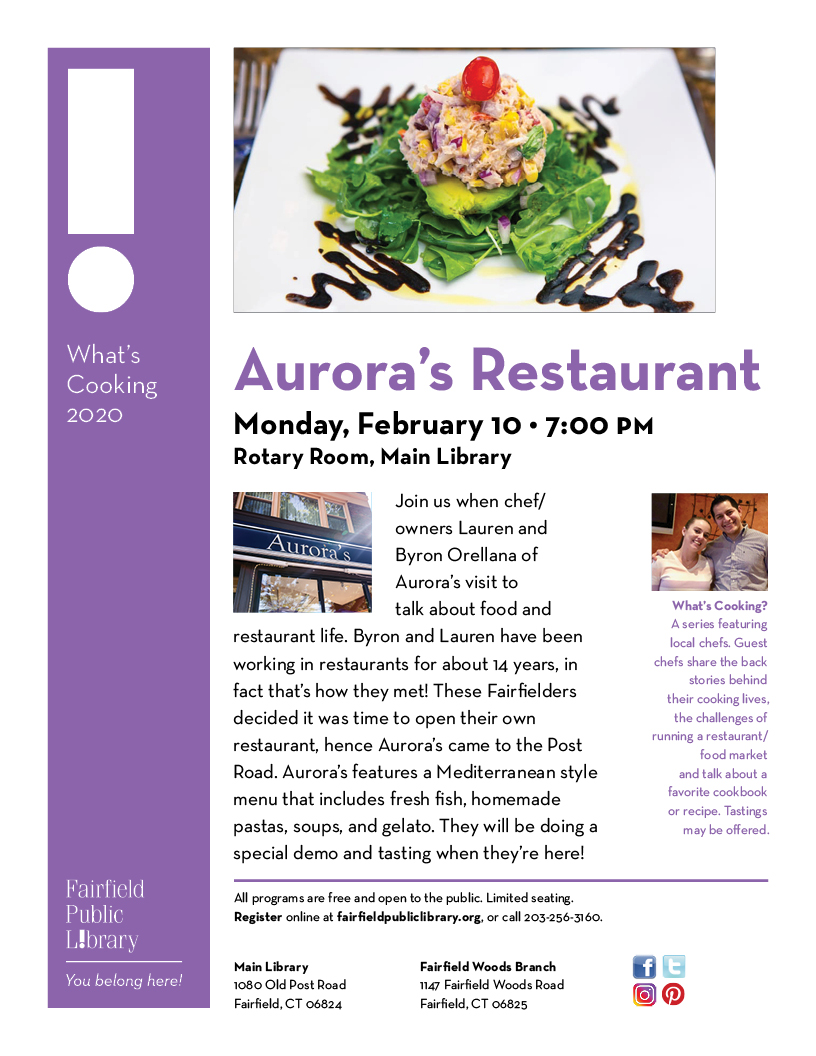 What's Cooking Series - Aurora's Restaurant | Fairfield Public Library